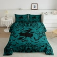 thumbnail image 2 of Erosebridal Damask Flower Bedding Sets Queen with Comforter, Teal Duvet Insert, Halloween Witch Bat Reversible Comforters & Duvets, Super Cozy Room Decoration, 3-Piece, 2 of 8