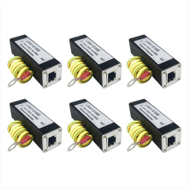 6X POE 1000M Network Protector POE 1000M Monitor Camera Surge Protector RJ45 Gigabit Ethernet Protection Device Arrester,6 x POE Network Lightning-Surge Protection Device