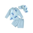 thumbnail image 1 of TheFound Toddler Boys Rash Guard Swimsuit Set Animal Print Long Sleeve Zipper Tops with Shorts and Swim Hat, 1 of 5