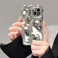 thumbnail image 2 of Funda trasera de teléfono plateada ondulada con textura de meteorito 3D para iPhone 11, 12, 13, 14 Pro Max, funda protectora de lente de cámara completa, 2 of 5