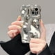 thumbnail image 2 of Funda trasera de teléfono plateada ondulada con textura de meteorito 3D para iPhone 11, 12, 13, 14 Pro Max, funda protectora de lente de cámara completa, 2 of 5