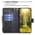 thumbnail image 5 of Nalacover for iPhone 14 Plus 6.7 inch Zipper Wallet Case with Magnetic Clasp Flip Folio Kickstand 9 Card Slots Luxury Premium PU Leather and Soft TPU Shockproof with Wrist Strap Cover.Black, 5 of 10