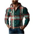 thumbnail image 2 of LWITHSZG Plaid Shirt Men Christmas Casual Long Sleeve Button Down Shirts Fall Spring Fashion Going Out Tops Travel Lightweight Hoodies with Pockets, 2 of 5