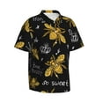 thumbnail image 2 of Uemuo Hohey Bee Golden Embroidery Printed Regular Fit Short Sleeve Casual Hawaiian Shirt for Men,Aloha shirt,Tropical shirt,Floral print shirt,Vacation Beach shirt-Large, 2 of 9