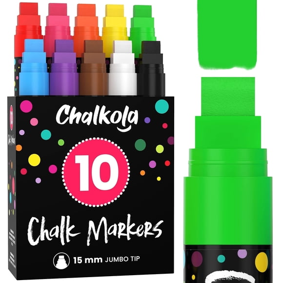 Rotuladores Chalkola Jumbo, 15 mm, punta 3 en 1, 28 ml, tinta, paquete de 10