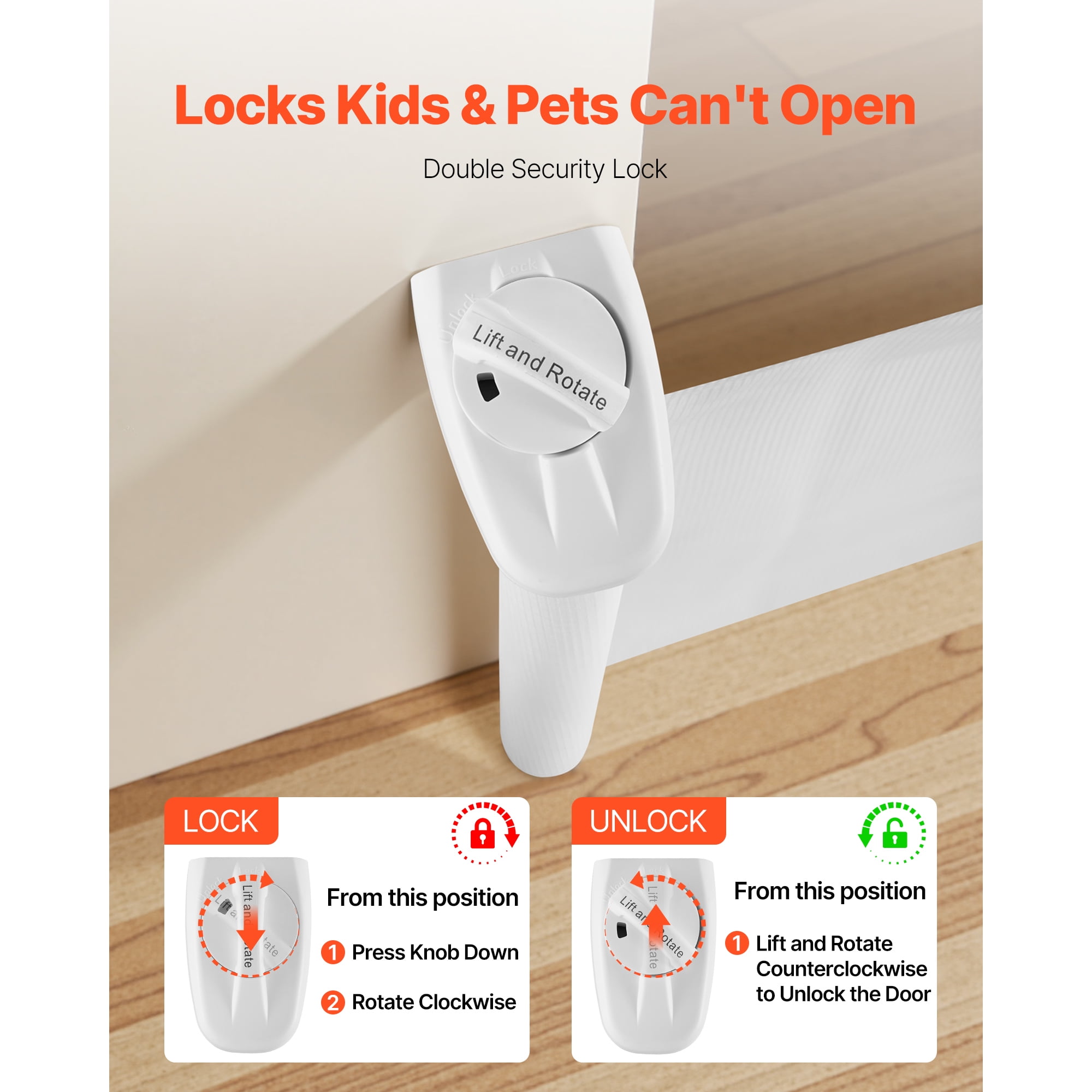KFFKFF Retractable Baby Gate, Expands to 72.8 Inches Wide and 31.3 Inches Tall, Featuring Safety Lock, Convenient Operation, Trip-Free Design, Mesh Pet Barrier for Stairs, Hallways