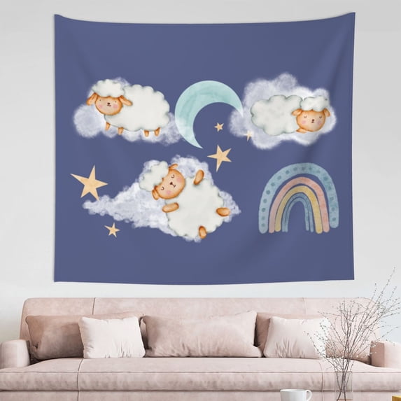 Three Sheep Tapestry, Dreams Clouds Wall Decor Home Decor Bedroom Living Room Dorm Tapestry Room Wall Hanging, 60" x 51"