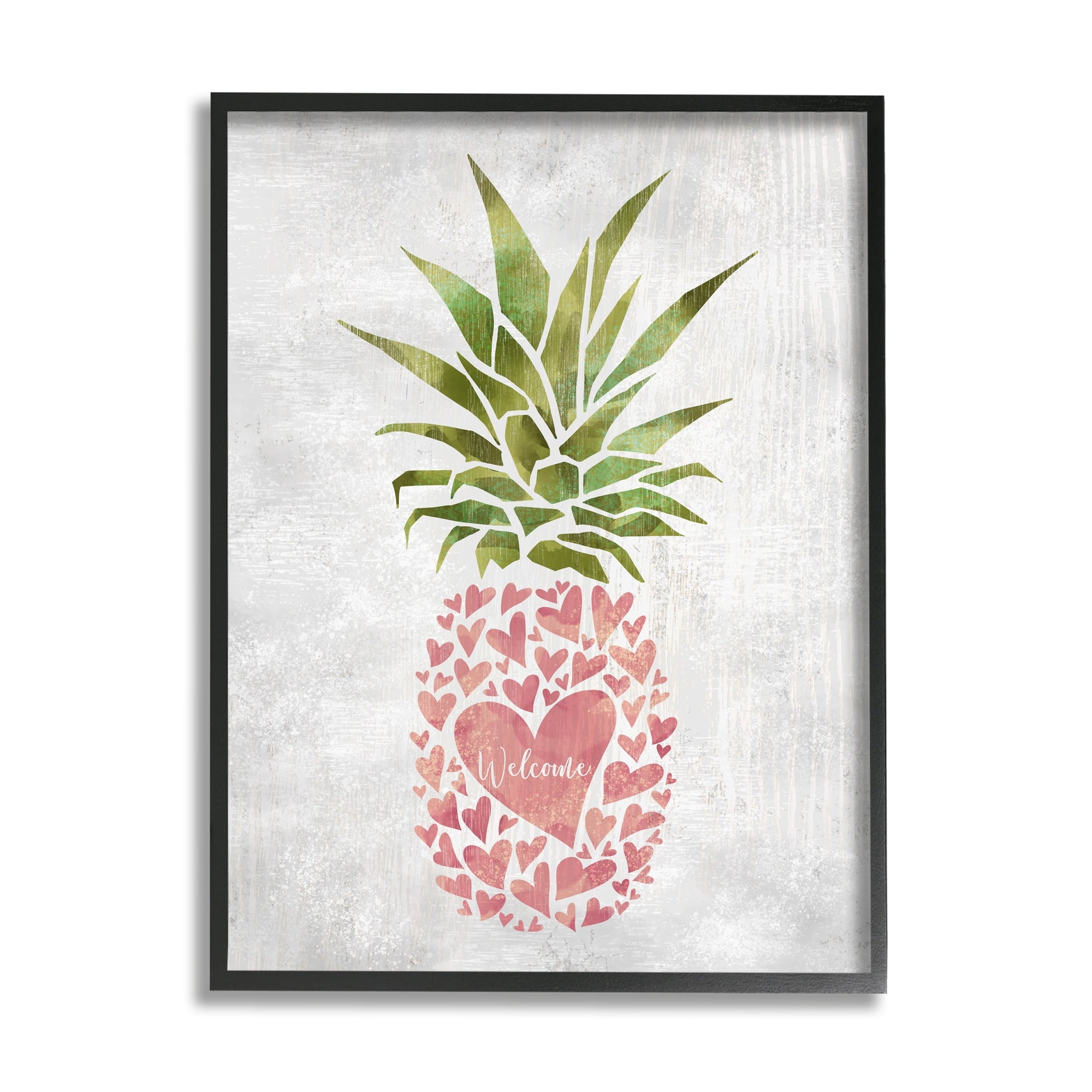 Stupell Industries Abstract Heart Shape Pineapple Welcome Greeting, 16 x 20,Design by Ziwei Li
