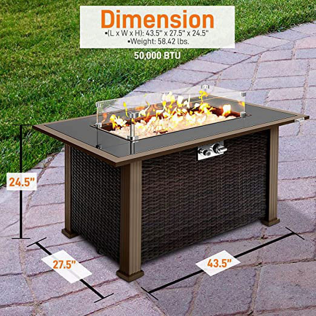 SereneLife Outdoor Propane Fire Pit Table CSA Approved Safe Auto-Ignition Propane Gas Fire Table