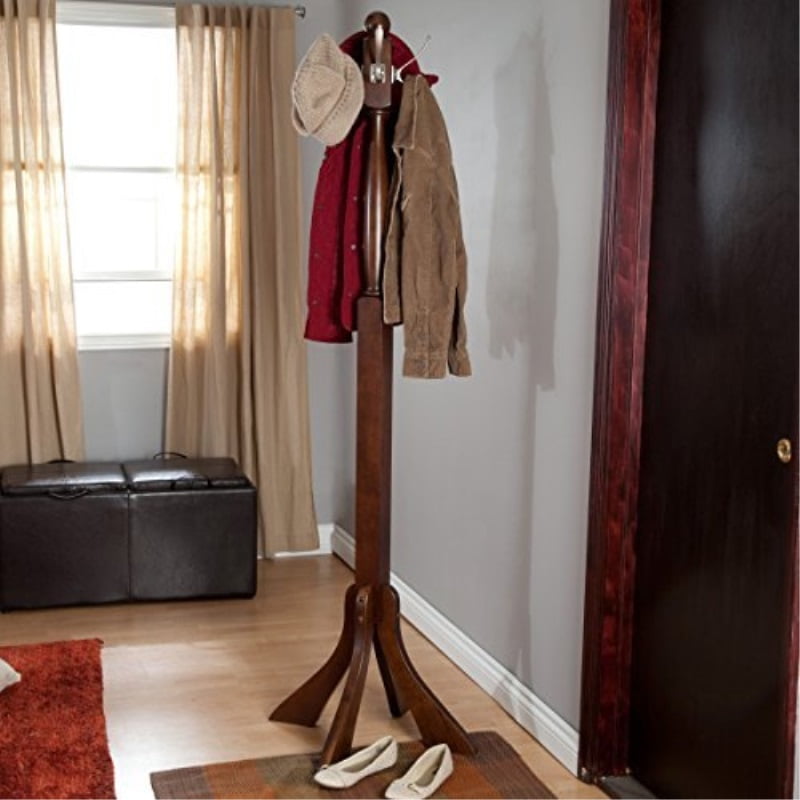 Freestanding Coat Rack From Solid Wood, with Metal Hook