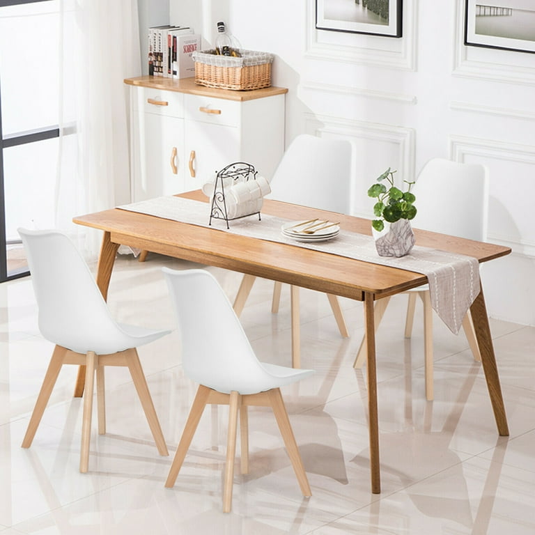 Gymax Set of 4 Upholstered Mid Century Dining Chairs