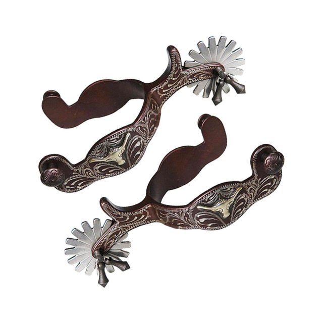 2x Cheval Éperons Anti-Rouille Éperon de Style Occidental pour Accessoires Anti-Rouille Équipements de Compétition Brun