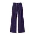 thumbnail image 3 of Lmnyox Sweatpants for Women Lightweight Elastic High Waist Pants Casual Loose Trendy Trousers with Pockets, 3 of 5