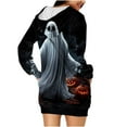 thumbnail image 7 of gljltg Women's Halloween Printed Loose All-match Hooded Double Pocket Sweater Dress for Women, Suitable for Leisure, Party, Daily, Home, Beaches, Travel, Work, Gatherings, 7 of 7