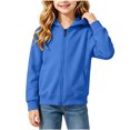 thumbnail image 5 of Ohufall Hooded Sweatshirt Jacket for Girls Boys Zipper Long Sleeve Top with Pocket Versatile Solid Color Casual Sweatshirts 1-11T, 5 of 6