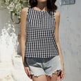 thumbnail image 6 of Delconic Women’s Sleeveless Round Neck Plaid Button Down Casual Vest Top with Gingham Pattern and Relaxed Fit for Everyday Wear Black L, 6 of 6