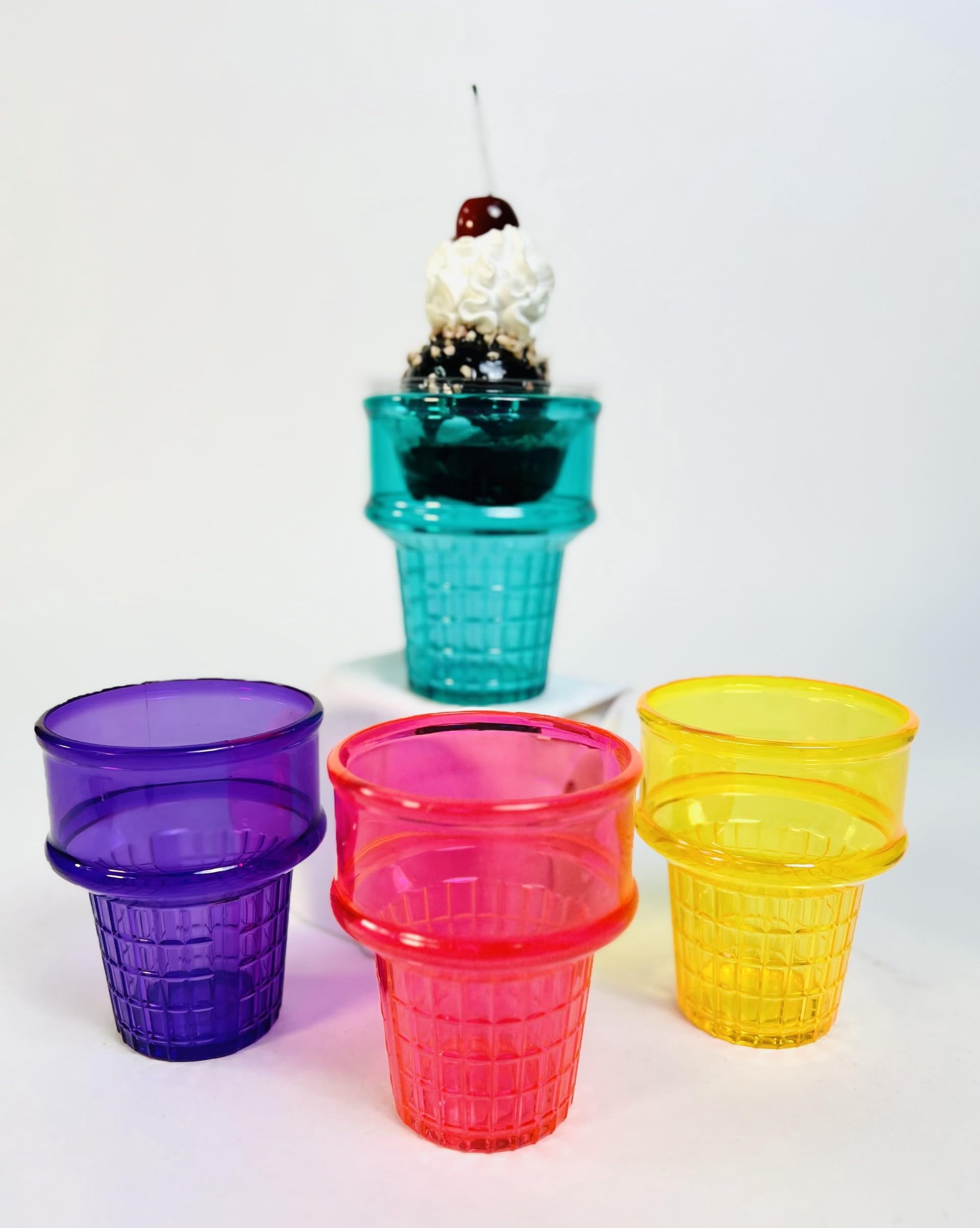 Super Cool Creations Alzata Cono Gelato In Acrilico – 12 Porta-Popcorn, Caramelle, Snack, Trasparente - 3