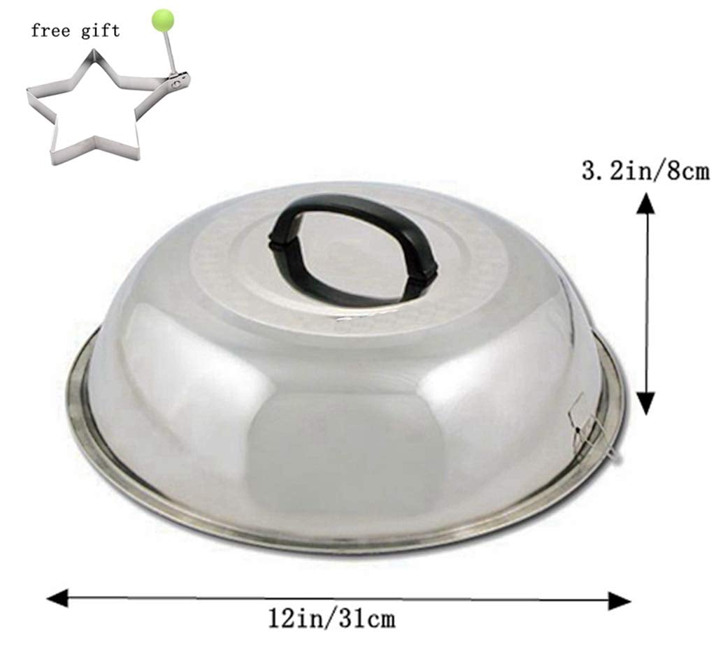 Cheese Melting Dome Stainless Steel Grill Griddle Round Basting Steaming Cover 