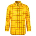 thumbnail image 2 of HCYSFG Mens Plaid Shirt Windowpane Print Button Front Notch Neck Long Sleeve Relaxed Fit Casual Top Everyday Dress Shirt, 2 of 3