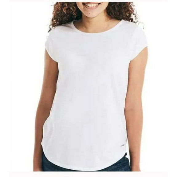 Nautica Women's Casual Solid Print Slub Tee, White, X-Small
