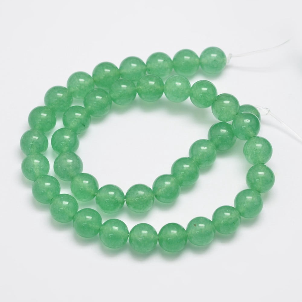 Natural Dyed Malaysia Jade Bead Strands Imitation Green Aventurine Round Medium Sea Green 10mm Hole: 1.0mm 38pcs/strand 15 inch