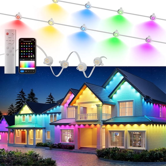 DeckTok 100ft Permanent Outdoor Lights Pro, RGBWW/60LM IP67 Waterproof Triple-LED Lights