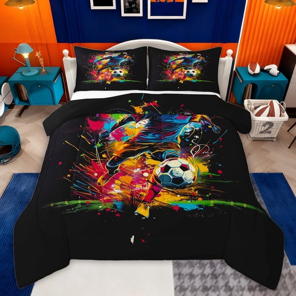 Castle Fairy Children Soccer Twin Comforter Sets,Ball Game Bedding Set,Sport Bedding Set