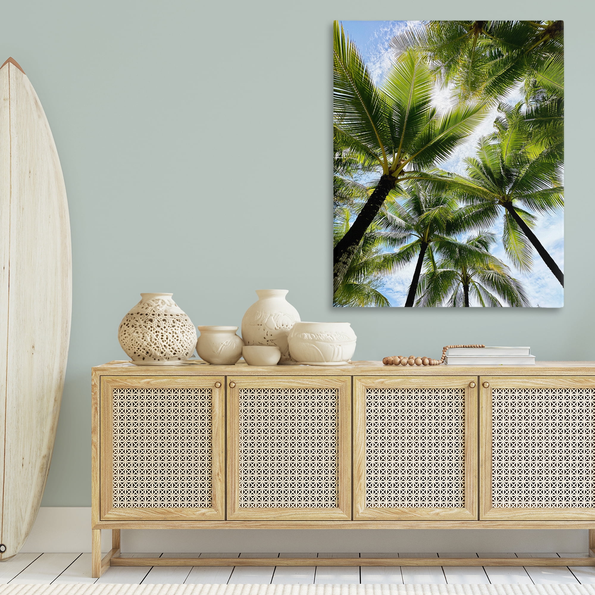 Stupell Industries Overhead Palm Trees Plants & Flowers Photography Wrapped Canvas Art Print Wall Art, 36 x 48