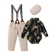 thumbnail image 2 of CARETOO Baby Boy Clothes Suit 3-24 Months Formal Long Sleeve Floral Shirt Suspender Pants Hat Bowtie, 2 of 16
