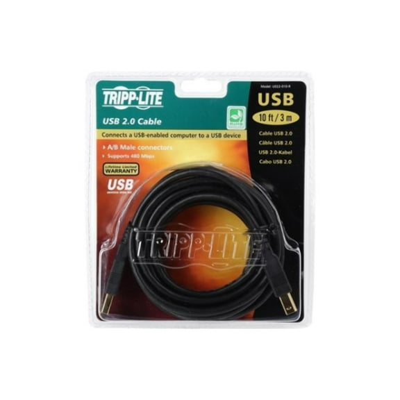 U022-010-R USB 2.0 Cable A Male to B Male 10.00' (3.05m) Shielded