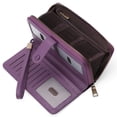 thumbnail image 1 of Leather Credit Card Holder Wallet for Women RFID Blocking Large Capacity Bifold Zipper Card Case Organizer with Wristlet 45 Slots（deep purple）, 1 of 5