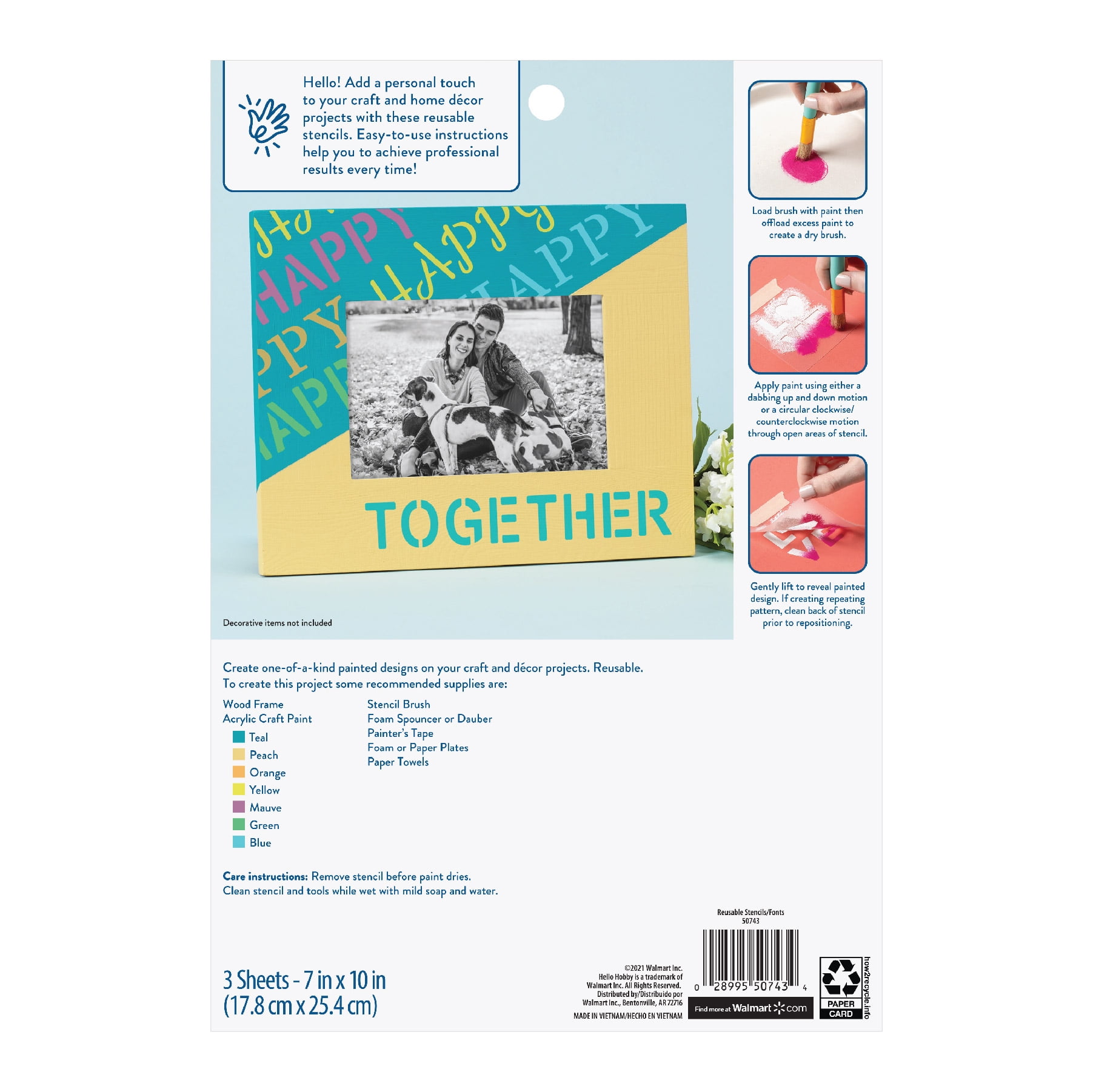 Hello Hobby Stencil Set, 7" x 10", 3 Piece, Font