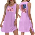 thumbnail image 2 of 4th of July Dress for Women: American Flag Tank Dresses Star Striped Splicing Loose V Neck Sundresses Purple Pink M, 2 of 8