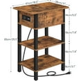 thumbnail image 2 of End Table with Charging Station, Flip Top Side Table with USB Ports, Narrow Nightstand Bedside Tables with Storage Shelves, for Small Space, Living Room, Rustic Brown and Black, 2 of 18