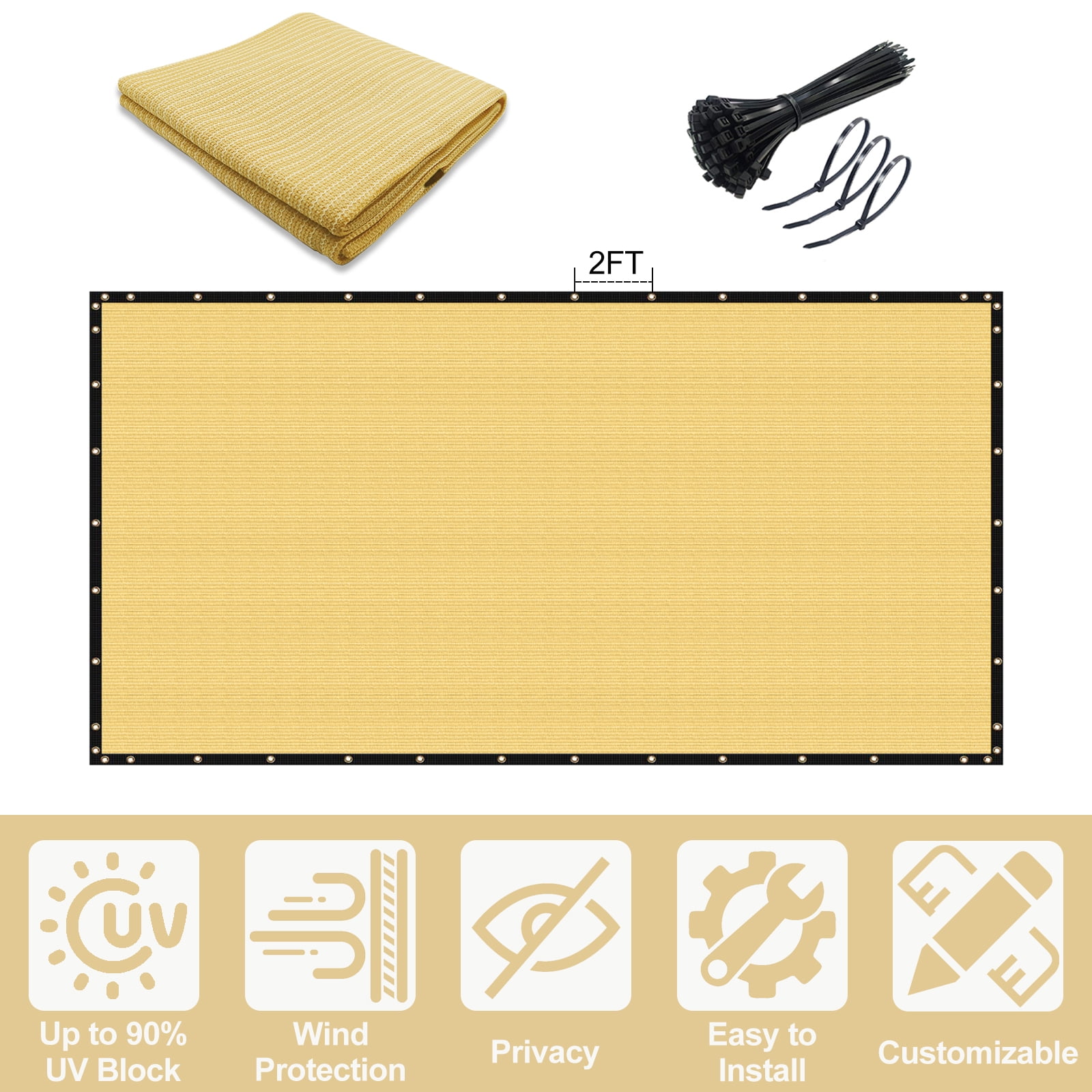 5'X25' HDPE Privacy Fence, Sand
