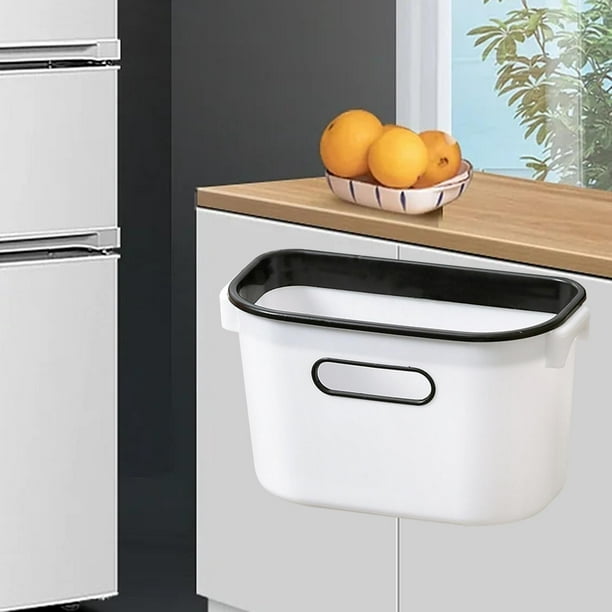 Cubo de basura de cocina colgante sin tapa Durable Grueso 7L Puerta de gabinete Colgar Papelera Cubo de basura para bano Coche Dormitorio Cocina Blanco perfecl bote de basura de cocina