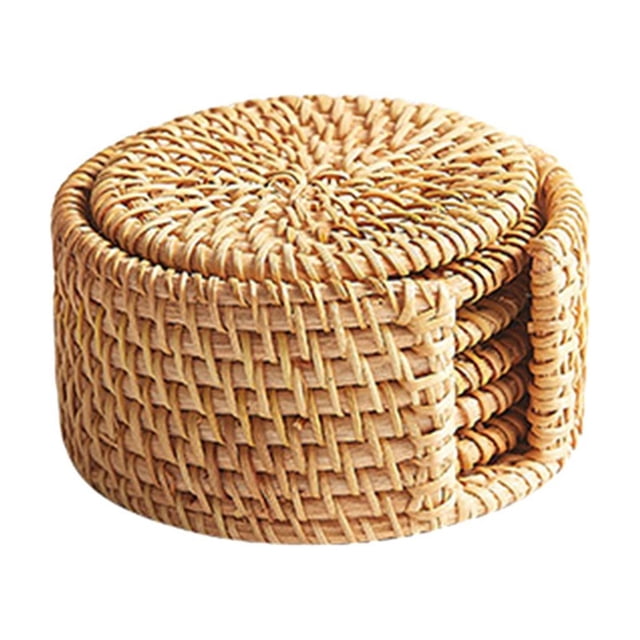 Handmade Rattan Insulation Mat Table Mat Anti Scald Round Bowl Mat Dish Mat Tea Set Accessories Tea Mat Cup Mat Saucer