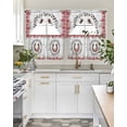 thumbnail image 4 of Pink Roses Swag Curtains for Living Room/Bedroom Windows, Spring Horseshoes Floral Leaves Gray Wood Kitchen Curtains and Valances Set 36 Inch Length, Light Filtering Swags Valance Curtain Panels, 4 of 5