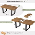 thumbnail image 2 of Joaxswe Farmhouse Rustic Extendable Dining Table, 63"-79" Rectangular Wooden Kitchen Table for 6-8, Brown, 2 of 8