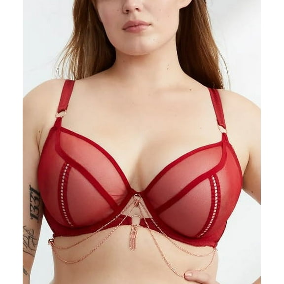 CURVY KATE Deep Red Scantilly Unchained Plunge Bra US 38E, NWOT