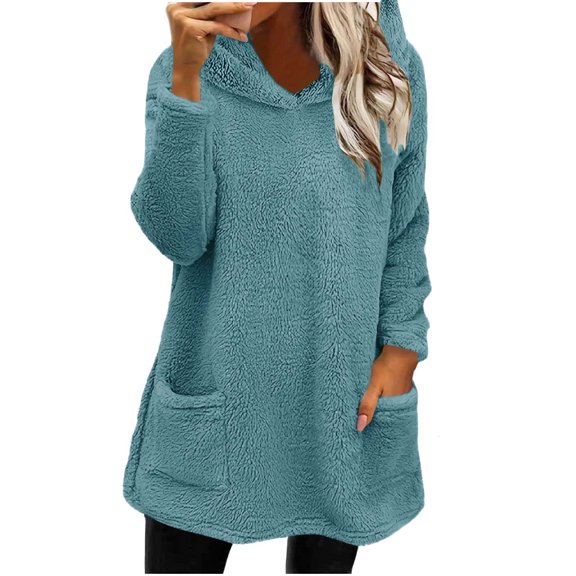yillto Womens Sherpa Fleece Hoodies Tops Pullover Loose Sweatshirt Warm Fall Winter for Loungewear