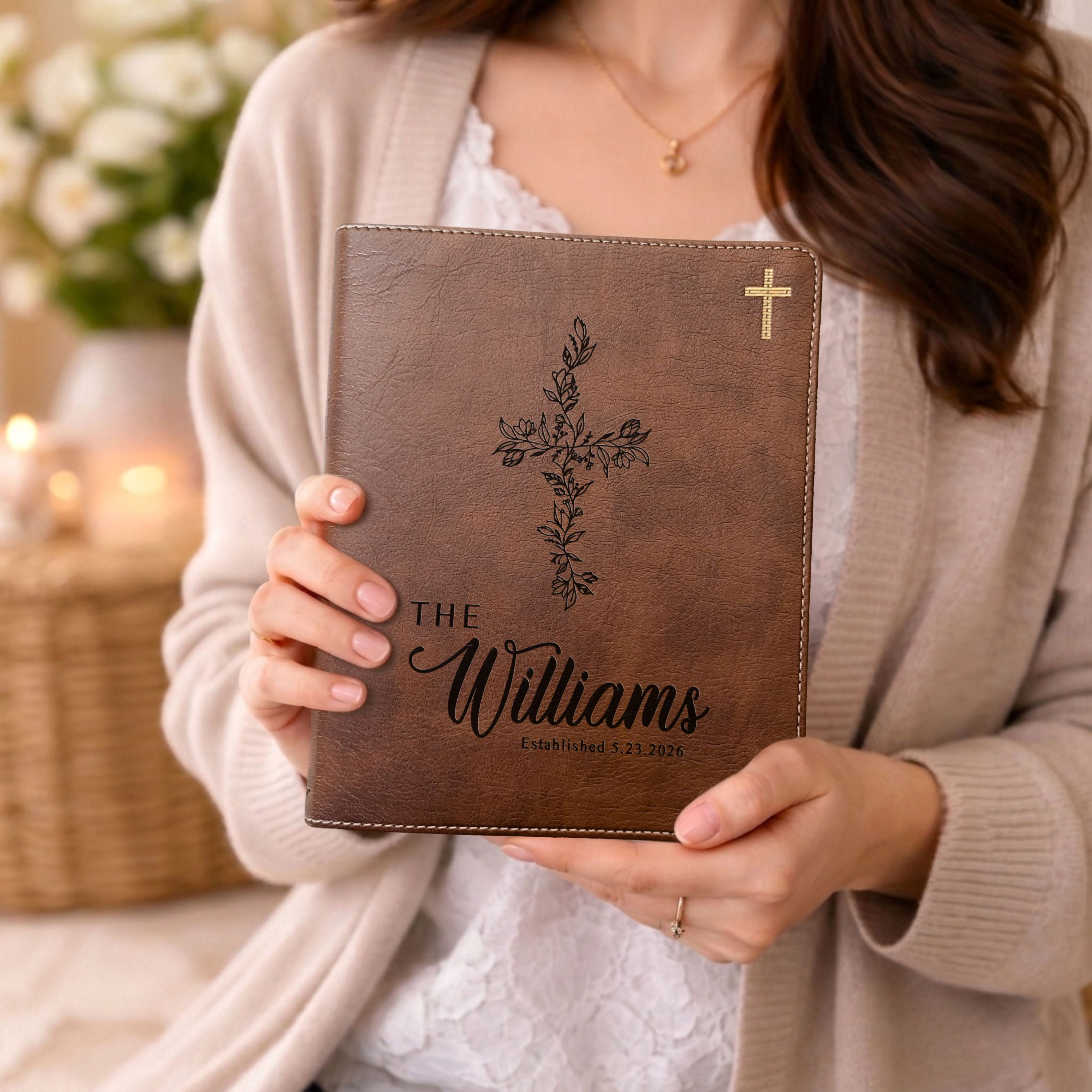 Personalized NIV Journaling Family Bible Set, Wide Margin Red Letter Edition, Custom Engraved Name, Includes Tabs & Highlighters, Wedding Keepsake