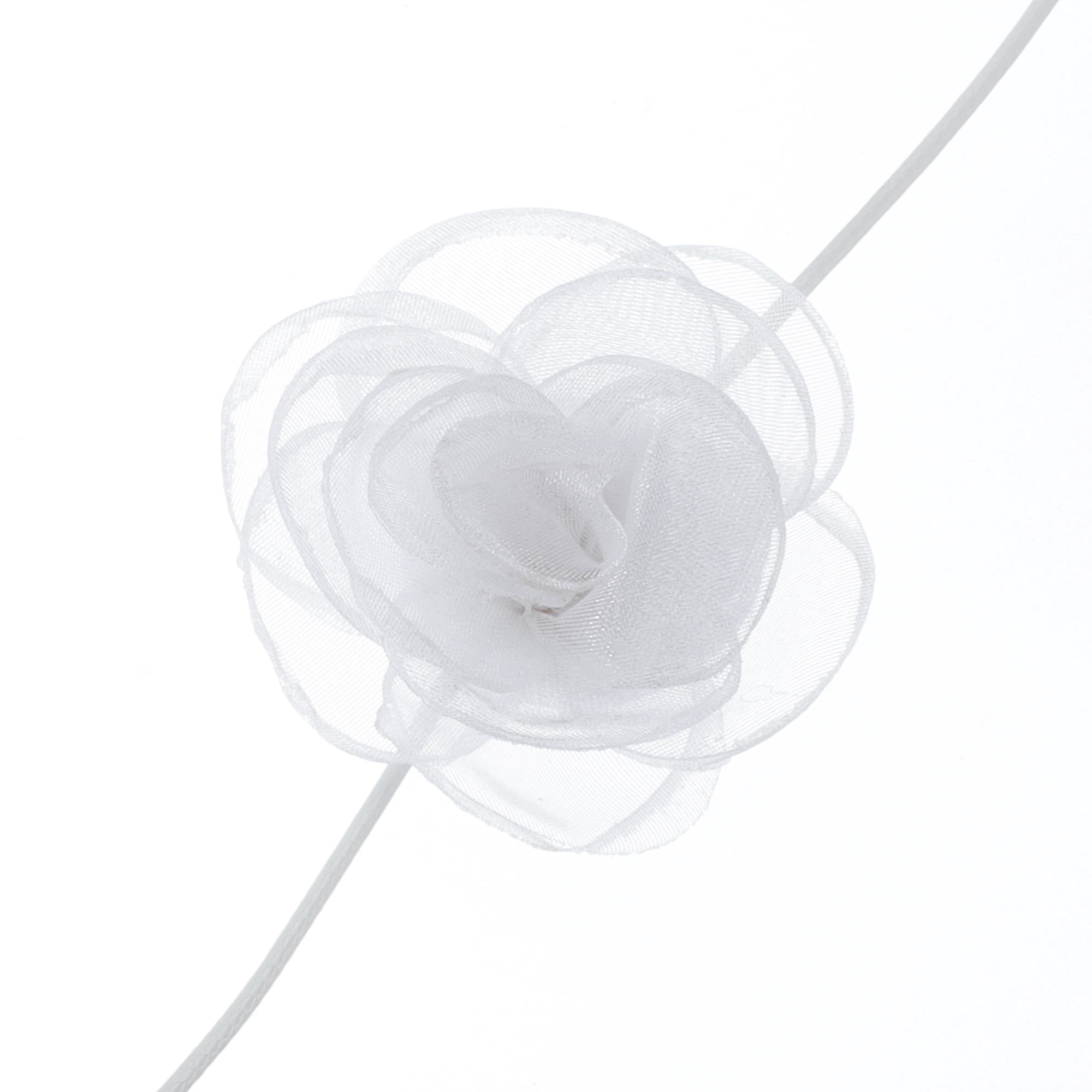 Unique Bargains Rose Choker Necklace White