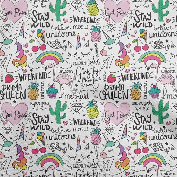 oneOone Georgette Viscose Light Pink Fabric Unicorn Pattern Sewing Craft Projects Fabric Prints By Yard 42 Inch Wide