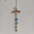 thumbnail image 5 of Floating Wood and Sea Glass Hanging Ornament Coastal Ocean Wall Art for Indoor Home Decoration 10x4 Inch Green, 5 of 9