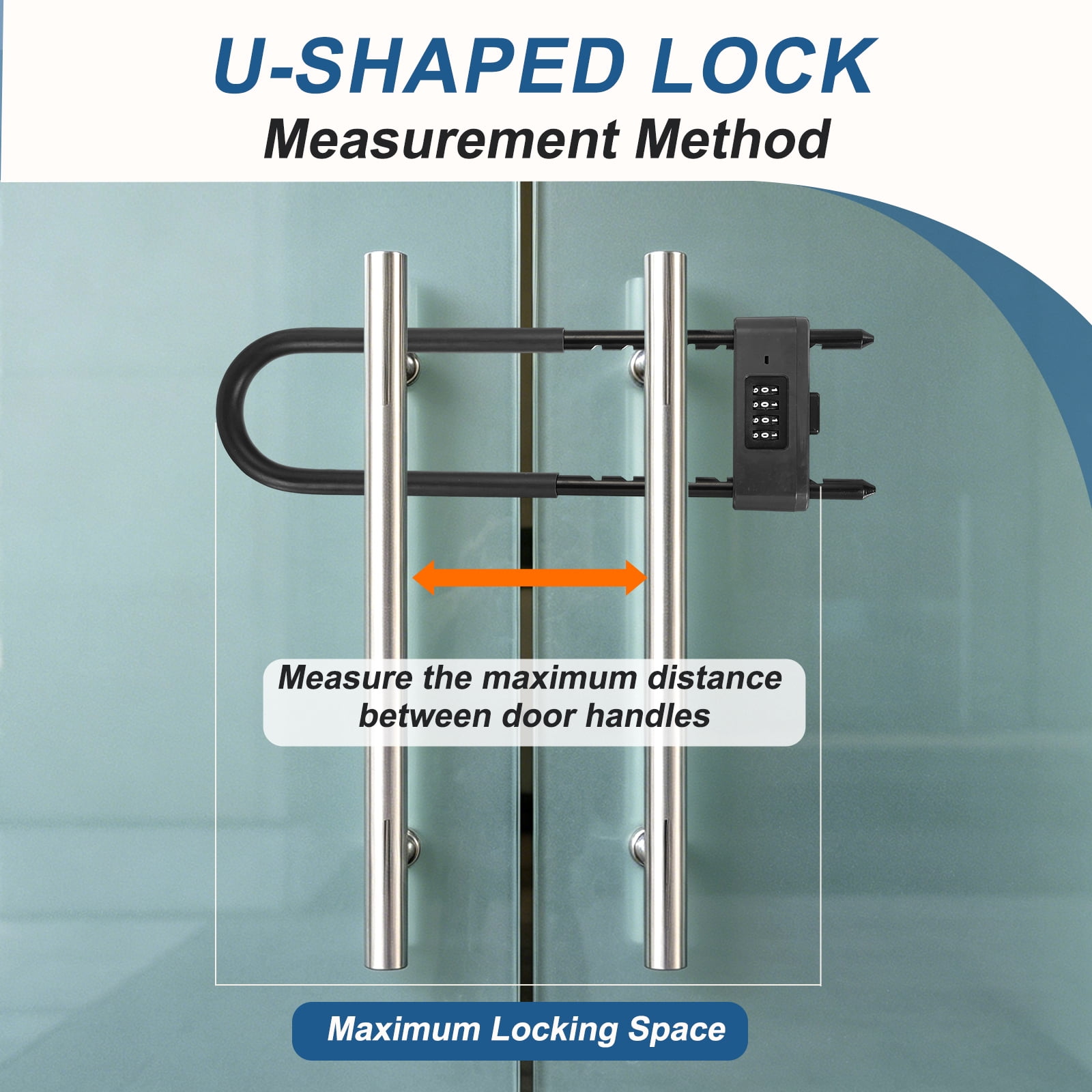 Uxcell 4 Digit Combination Padlock, Long Shackle Padlock - [8.46" - 12.8", Black], U-Shape Adjustable Shackle Lock for Bicycles Electric Bikes Mountain Bikes Glass Doors Gates