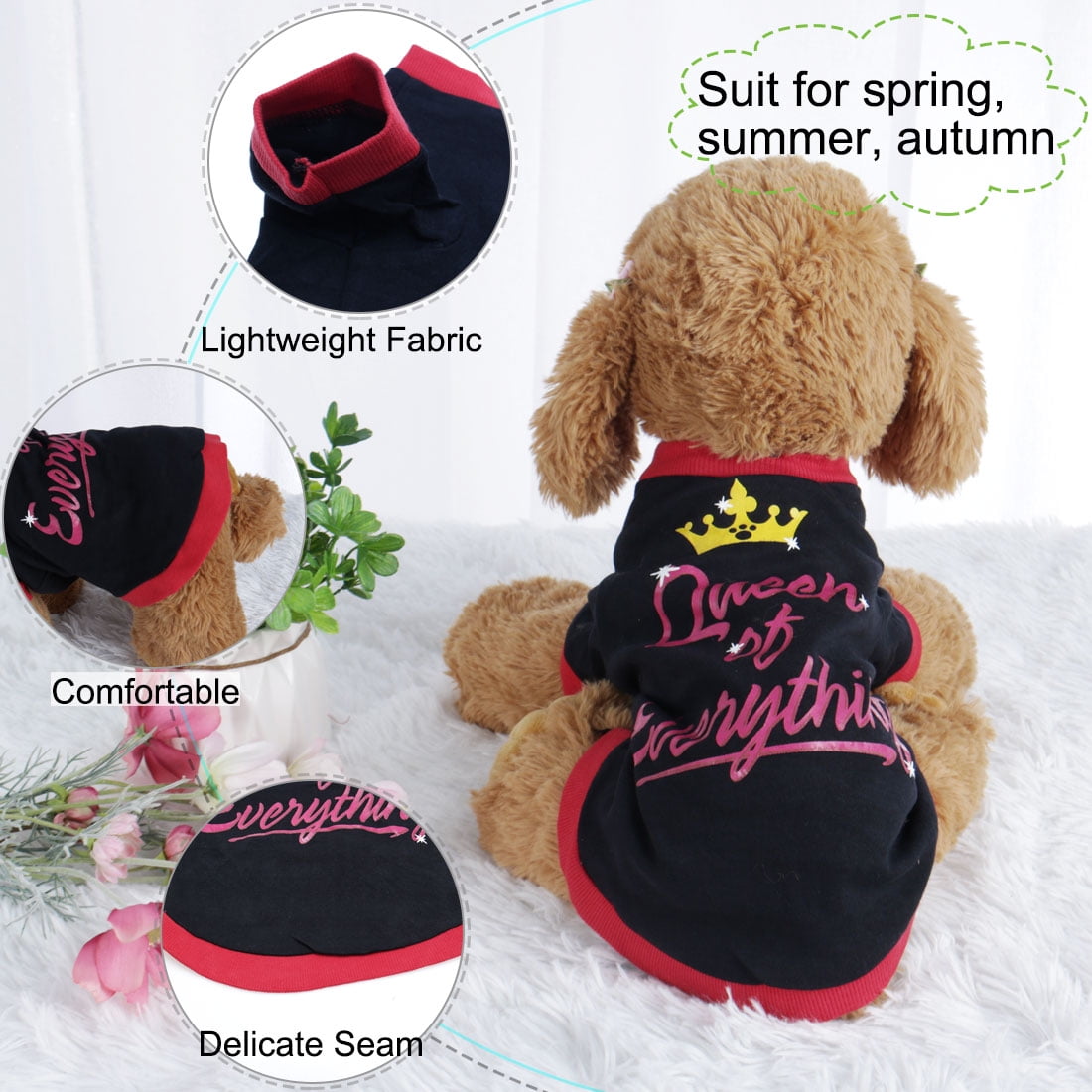 Unique Bargains Dog T Shirt Puppy Small Pet Sweatshirt Clothes Apparel Vest Clothing Black