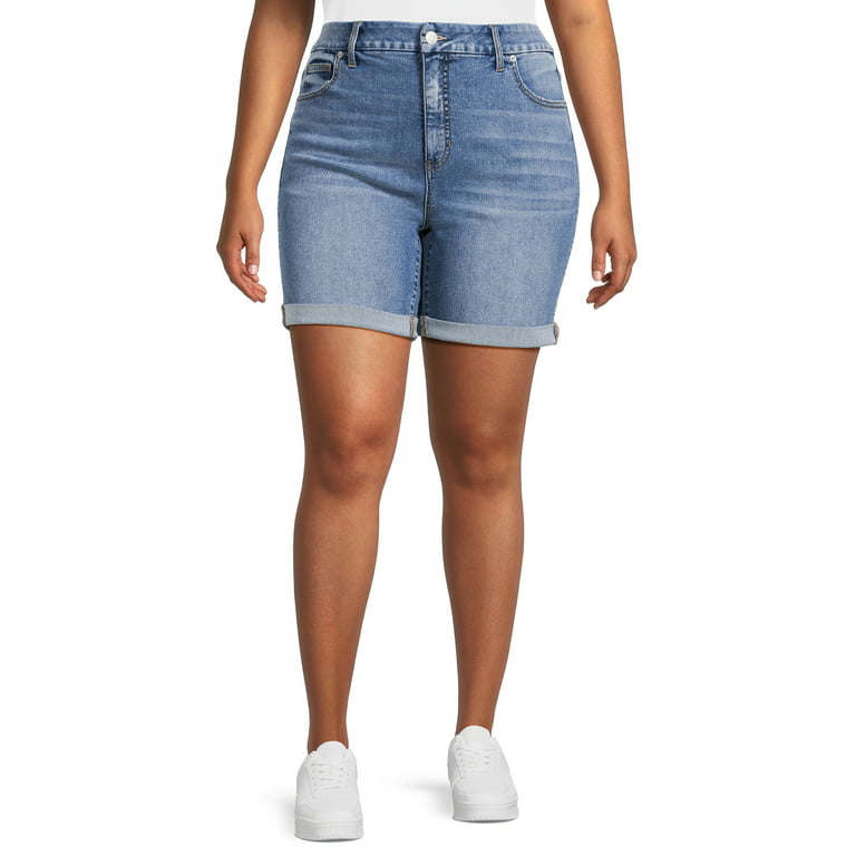 Kira High Waist Distressed Denim Shorts (Plus Size Available
