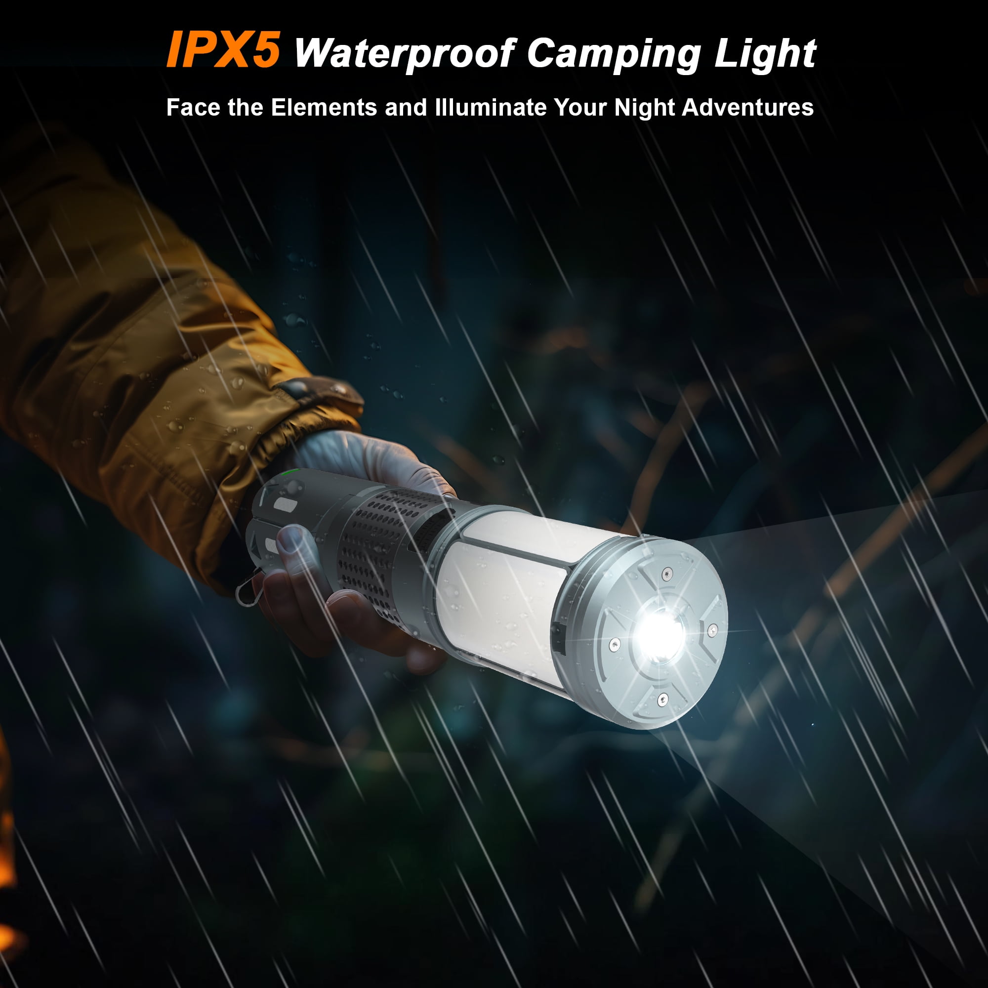 Xecessory Camping Lantern Rechargeable Telescopic, 12000mAh Waterproof LED Flashlight Magnetic Camping Light Camping Essentials, Portable Outdoor Emergency Light for Power Outage