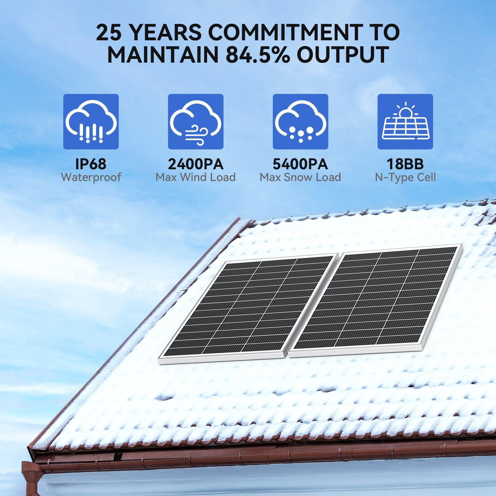 ECO-Baeerss 200W Solar Panel 12V/24V Battery Charge RV Marine Rooftop Home Off-Grid Charger